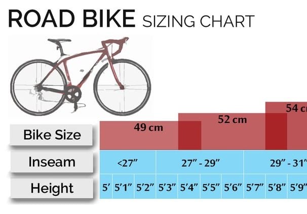 Road Bike Size Chart - Bicycle New England